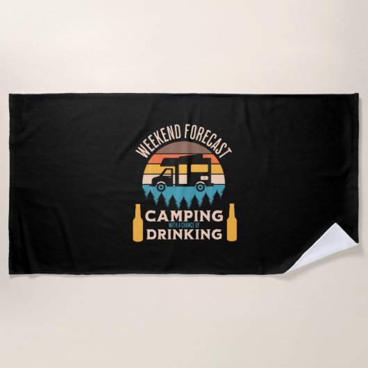 ビールキャンピングウィズビール誕生日 ビーチタオル (正面)