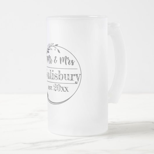 ビールギフトパーソナライズされた結婚式の引き出物 フロストグラスビールジョッキ (正面右)
