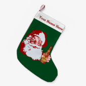 ビールクリスマスのおもしろいな名前のレトロのサンタクロース スモールクリスマスストッキング (正面 (吊り時))