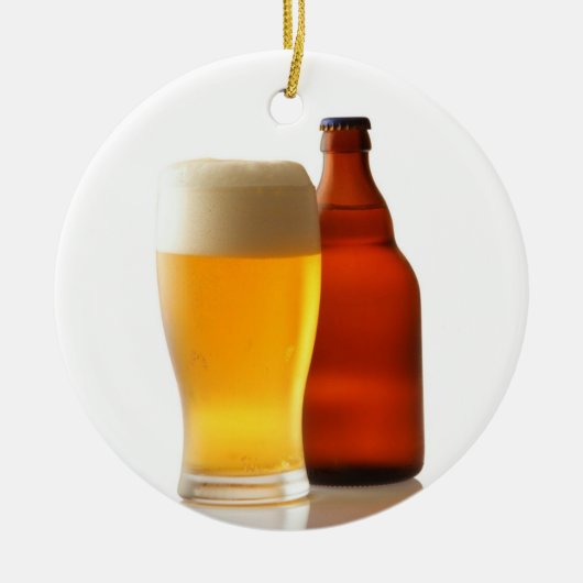 ビールクリスマスのオーナメントのボトル セラミックオーナメント (正面)
