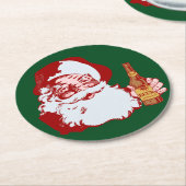 ビールクリスマスのレトロのサンタクロース ラウンドペーパーコースター (アングル)