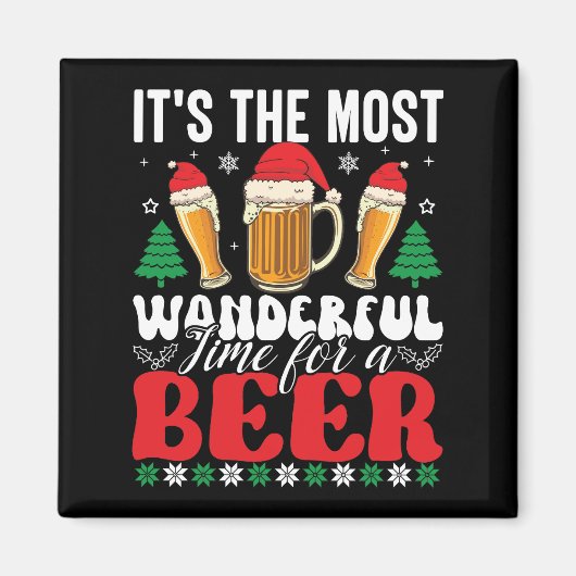 ビールクリスマスの素敵な季節 マグネット (正面)