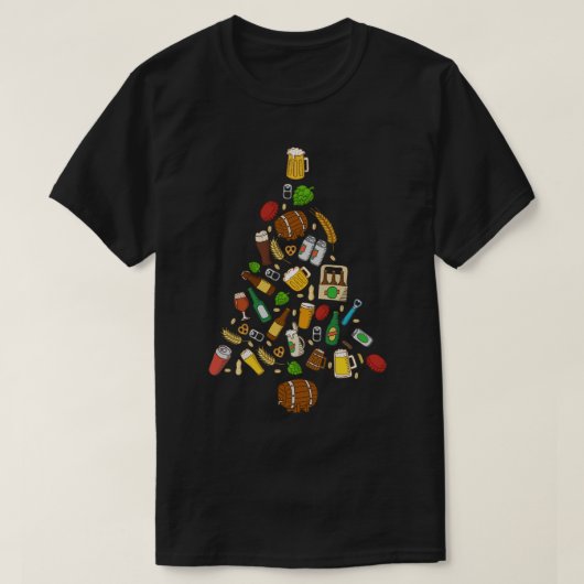 ビールクリスマスツリー男性女性ビール醜いクリスマス Tシャツ (デザイン正面)