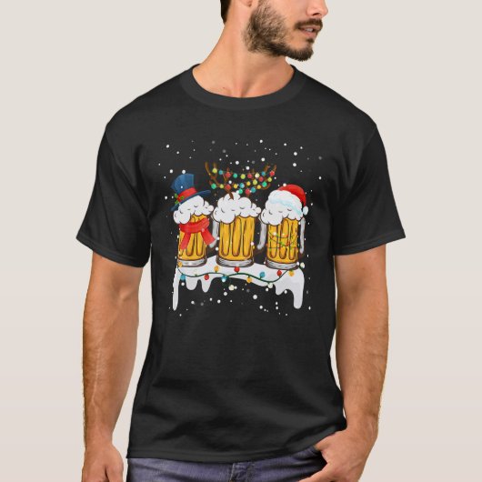 ビールクリスマスマグサンタリインビールクリスマスライトギフト Tシャツ (正面)