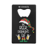 ビールクリスマス小妖精や小人おもしろいタイポグラフィパーソナライズされた クレジットカード栓抜き (裏面)