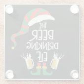 ビールクリスマス小妖精や小人おもしろいタイポグラフィホリデイ ガラスコースター (裏面)