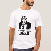 ビールクールのおじさんサムにビールおもしろい飲ませて Tシャツ (正面)