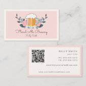 ビールグラスと花 名刺 (正面/裏面)