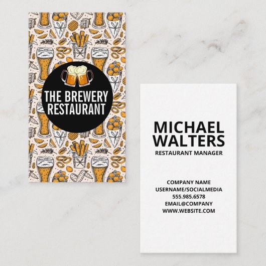 ビールグラスのトーストロゴ | Breweryアイコン 名刺 (正面/裏面)