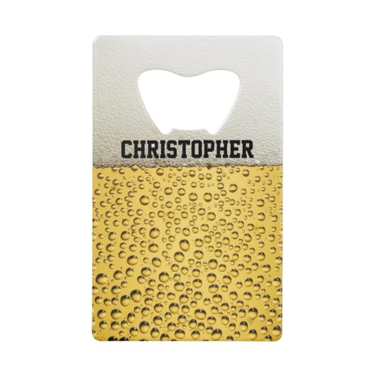 ビールグラスのパーソナライズ クレジットカード栓抜き (正面)