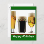 ビールグラスホリデーグリーティング シーズンポストカード (正面/裏面)