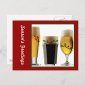 ビールグラスホリデーグリーティング シーズンポストカード (正面/裏面)