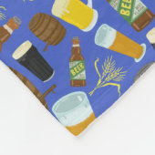 ビールグラスボトルホップバーリーパターンブルーブルワリー フリースブランケット (角)