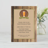 ビールグラス ウッド調 バチェラーパーティー 招待状 (スタンド正面)