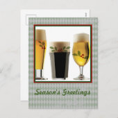 ビールグラス&ホリー季節のごあいさつ シーズンポストカード (正面/裏面)