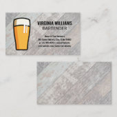 ビールグラス| 木製ボード背景名刺 名刺 (正面/裏面)