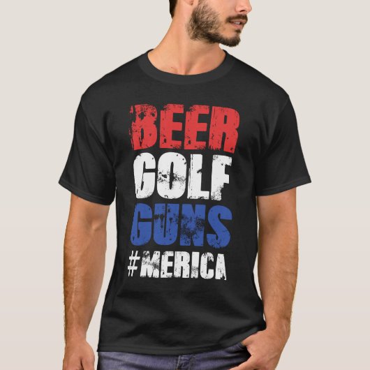 ビールゴルフは#Merica - 7月の第4 --を撃ちます Tシャツ (正面)