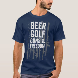 ビールゴルフ銃&自由USAプロガンズゴルフプレーヤー Tシャツ