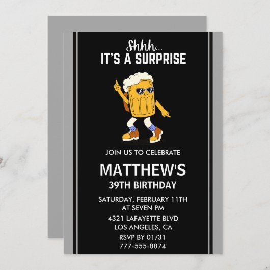 ビールサプおもしろいライズパーティー39歳の誕生日 招待状