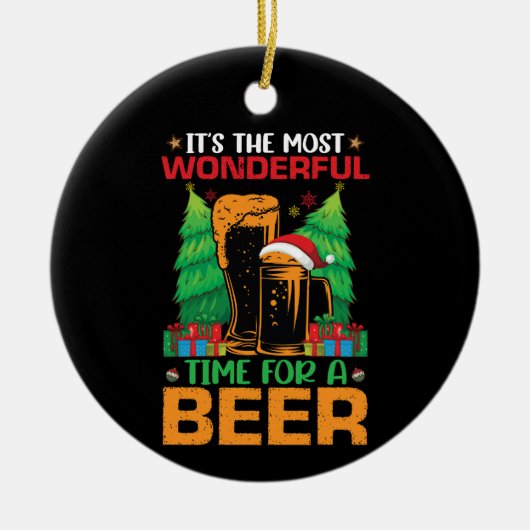 ビールサンタにとって最も素晴らしい時期だ セラミックオーナメント (正面)