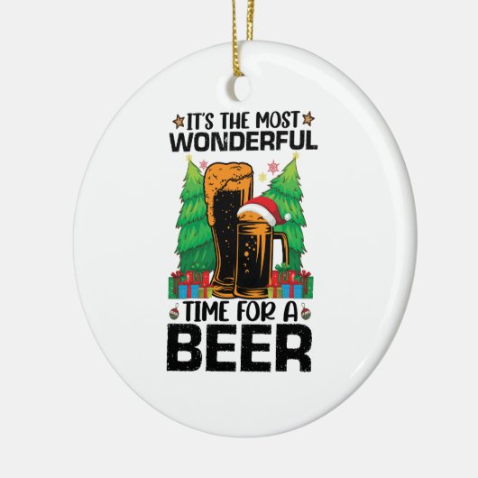 ビールサンタにとって最も素晴らしい時期だ セラミックオーナメント (左)