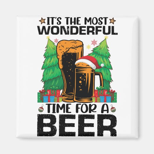 ビールサンタに最適な時期です マグネット (正面)