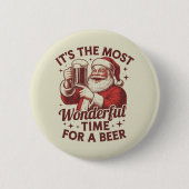 ビールサンタのクリスマスに最高の時期 缶バッジ (正面)