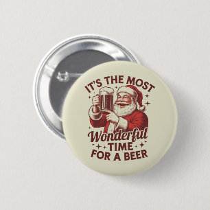 ビールサンタのクリスマスに最高の時期 缶バッジ