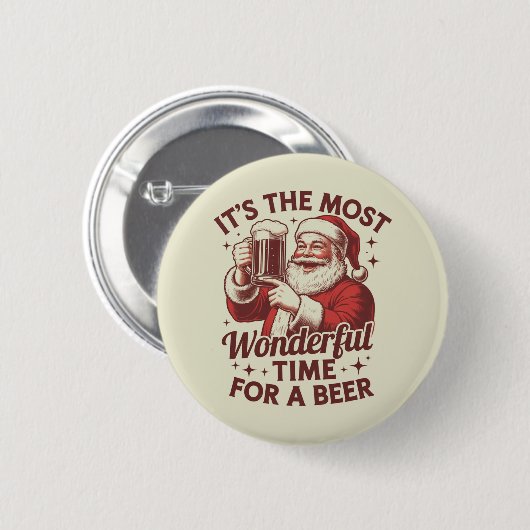 ビールサンタのクリスマスに最高の時期 缶バッジ (正面&裏面)