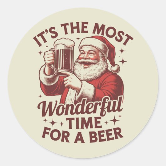 ビールサンタのクリスマスは最高に楽しい時期 ラウンドシール (正面)