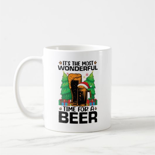 ビールサンタの季節です コーヒーマグカップ (左)