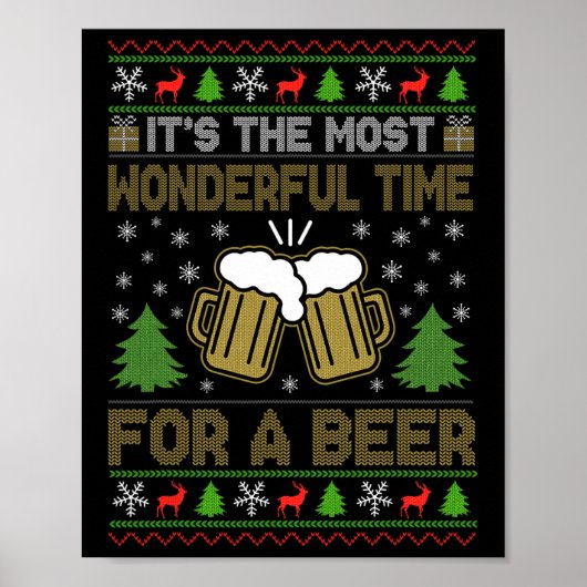 ビールサンタの季節 ビール好きなサンタのクリスマスウガいデザイン ポスター (正面)