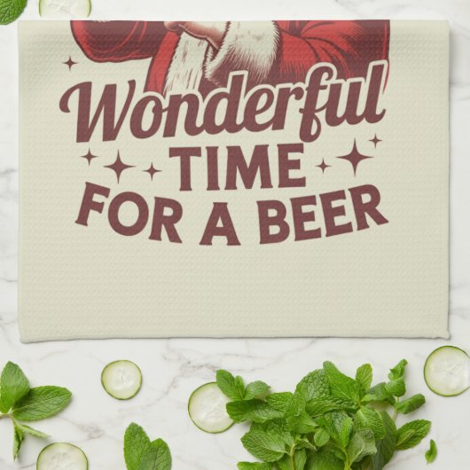 ビールサンタクリスマスにとって最高の時間だ キッチンタオル (折り畳み)