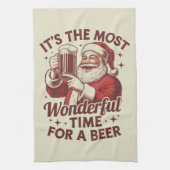 ビールサンタクリスマスにとって最高の時間だ キッチンタオル (縦)