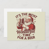 ビールサンタクリスマスにとって最高の時間だ シーズンポストカード (正面/裏面)