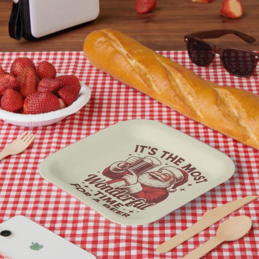 ビールサンタクリスマスにとって最高の時間だ ペーパープレート (ピクニック)