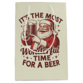 ビールサンタクリスマスにとって最高の時間だ ミディアムペーパーバッグ (正面)
