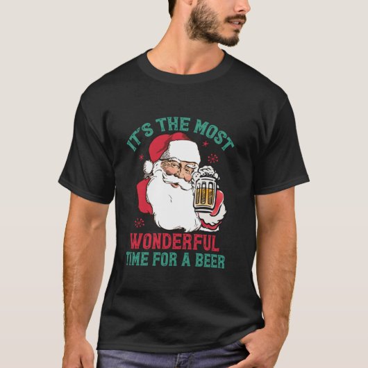 ビールサンタハットにとって最高の時間だ Tシャツ (正面)