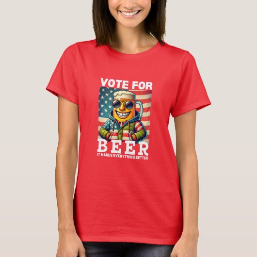 ビールシャツ | トランプの贈り物に投票 | 選挙日 Tシャツ (正面)