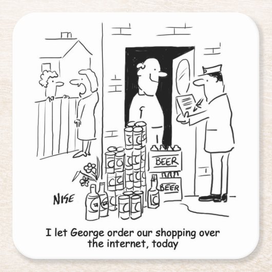ビールショッピングのオンライン スクエアペーパーコースター (正面)
