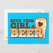 ビールショッ与えプのビールデザインの女の子 ポストカード (正面/裏面)