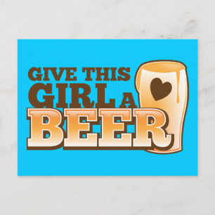ビールショッ与えプのビールデザインの女の子 ポストカード