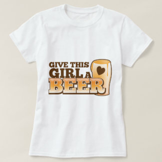 ビールショッ与えプのビールデザインの女の子 Tシャツ