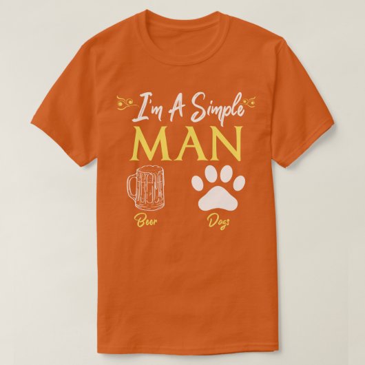 ビールシンプル犬が大好きな男 Tシャツ (デザイン正面)