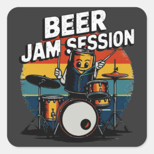 ビールジャムセッションTシャツ – Be用おもしろいビアグラフィック スクエアシール