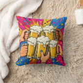 ビールジョッキで乾杯 ポップアート クッション (ブランケット)