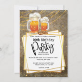 ビールストリングライトDIYフォトメンズ誕生日パーティー 招待状 (正面)