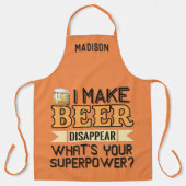 ビールスーパーパワー名前をカスタムする&カラー エプロン (正面)