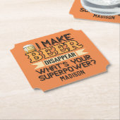 ビールスーパーパワー名前をカスタムする&カラー ペーパーコースター (アングル)