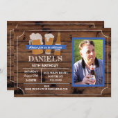 ビールズバースデーパーティー50th 60thフォトウッド招待状 招待状 (正面/裏面)